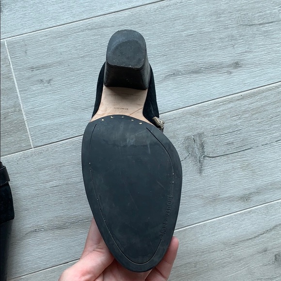 black leather & suede booties with gold buckle - Picture 5 of 6